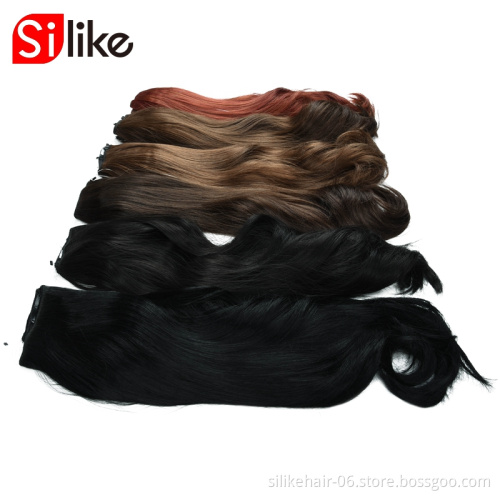 19colors 4 clips Long Straight Synthetic clip in curly Hair Extensions Clips in High Temperature Fiber Black Brown Hair piece